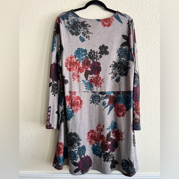 Chicos Tunic High Low Classic Cozy Stretchy Floral Chic Pullover Versatile Top - Picture 2 of 5
